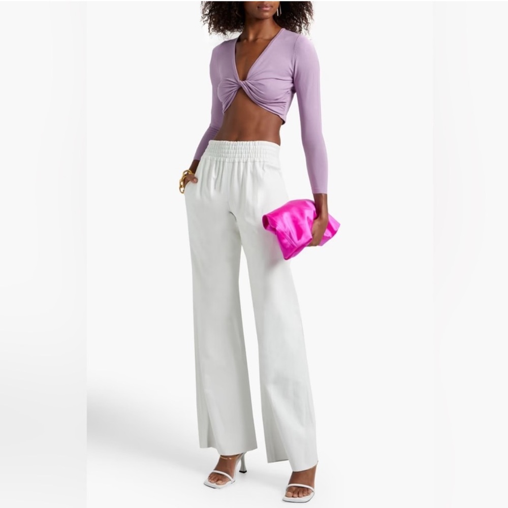 RONNY KOBO Gamora cropped twist-front stretch-knit top